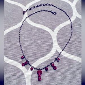 Givenchy Red Crystal and Black Metallic Necklace